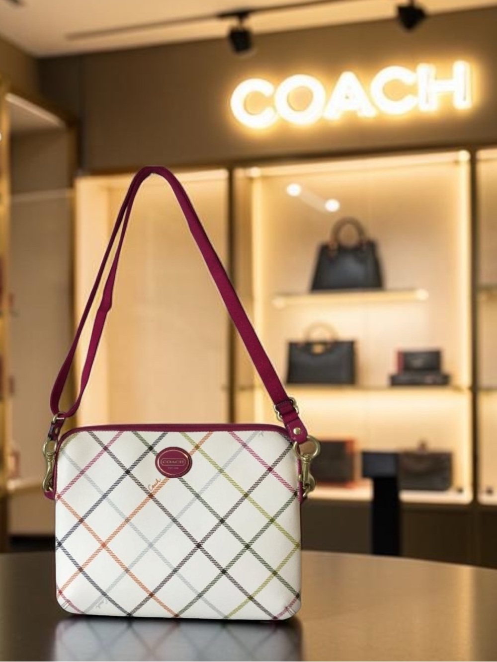 Like NEW Coach Tattersall ALERT plaid Peyton tablet iPad or CLUTCH LIKE NEW - Picture 2 of 16